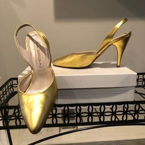 Via Spiga Gold vintage sling backs